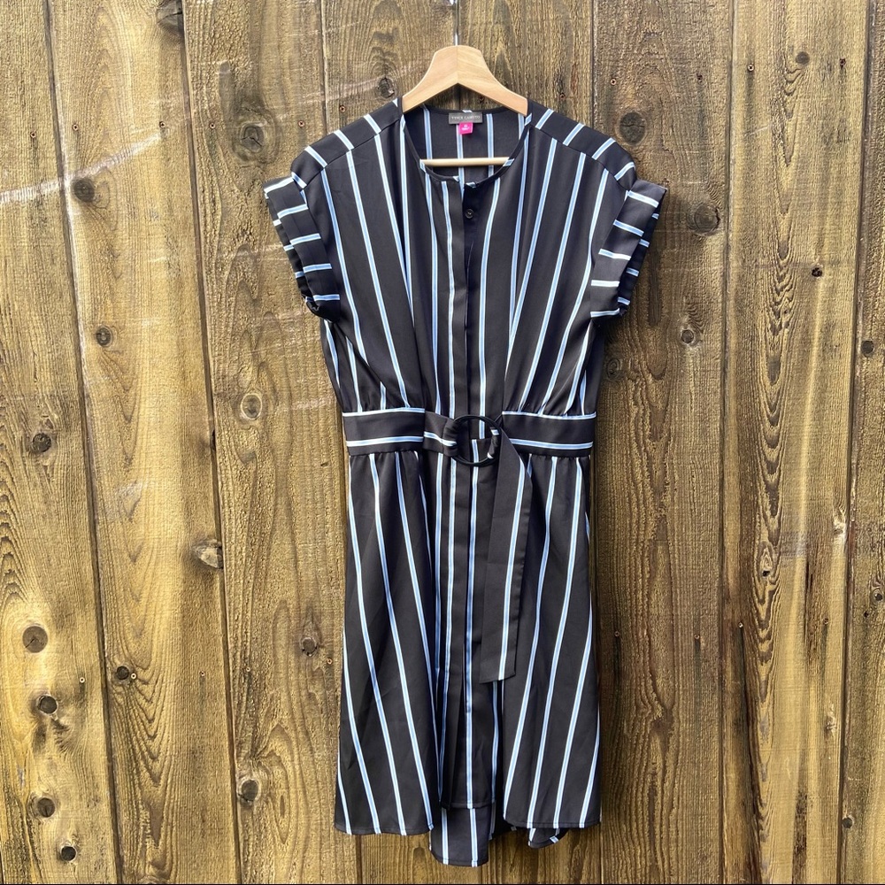 2/$30 ✨ Vince Camuto Theory Stripe Belted Shirt Dress 🌿🍃 - Picture 5 of 11